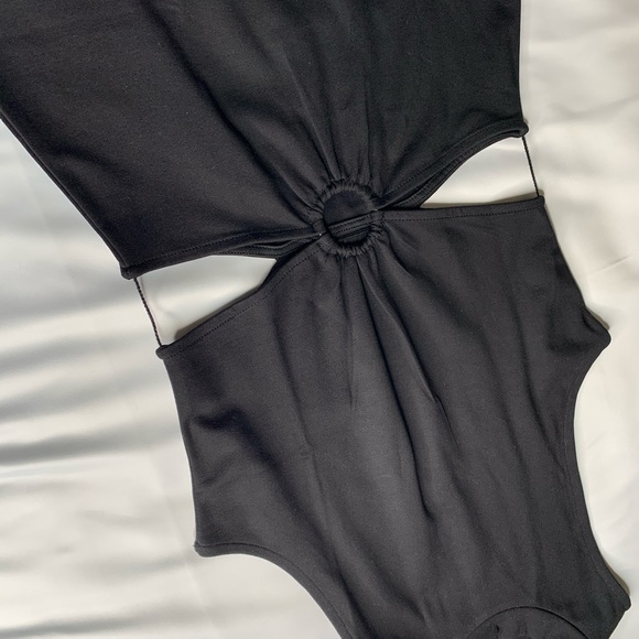 Black Stretch Fitted Mini Turtleneck Dress - Picture 6 of 8